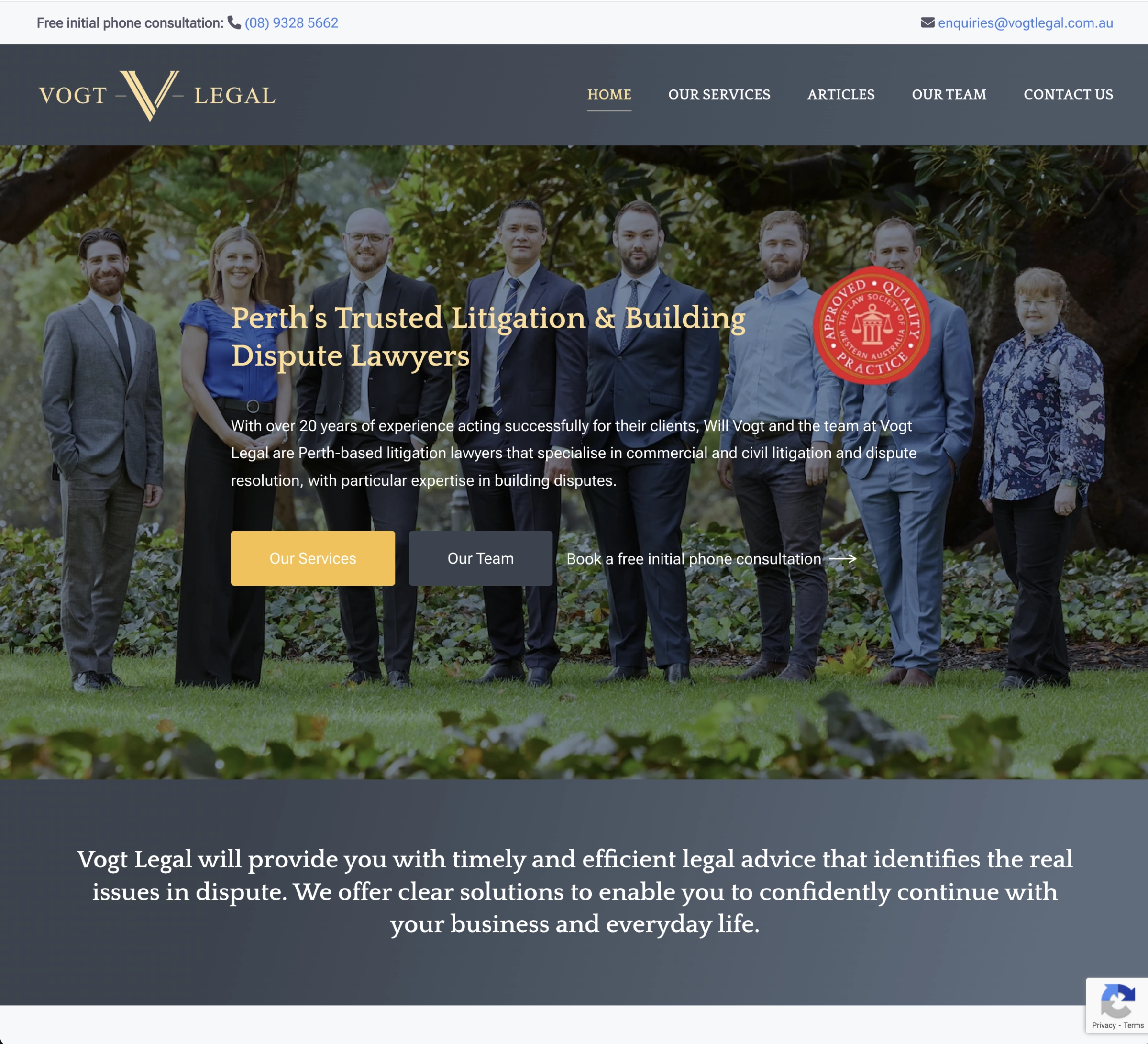 Vogt Legal Law Firm Website - Built by Joomstore Perth